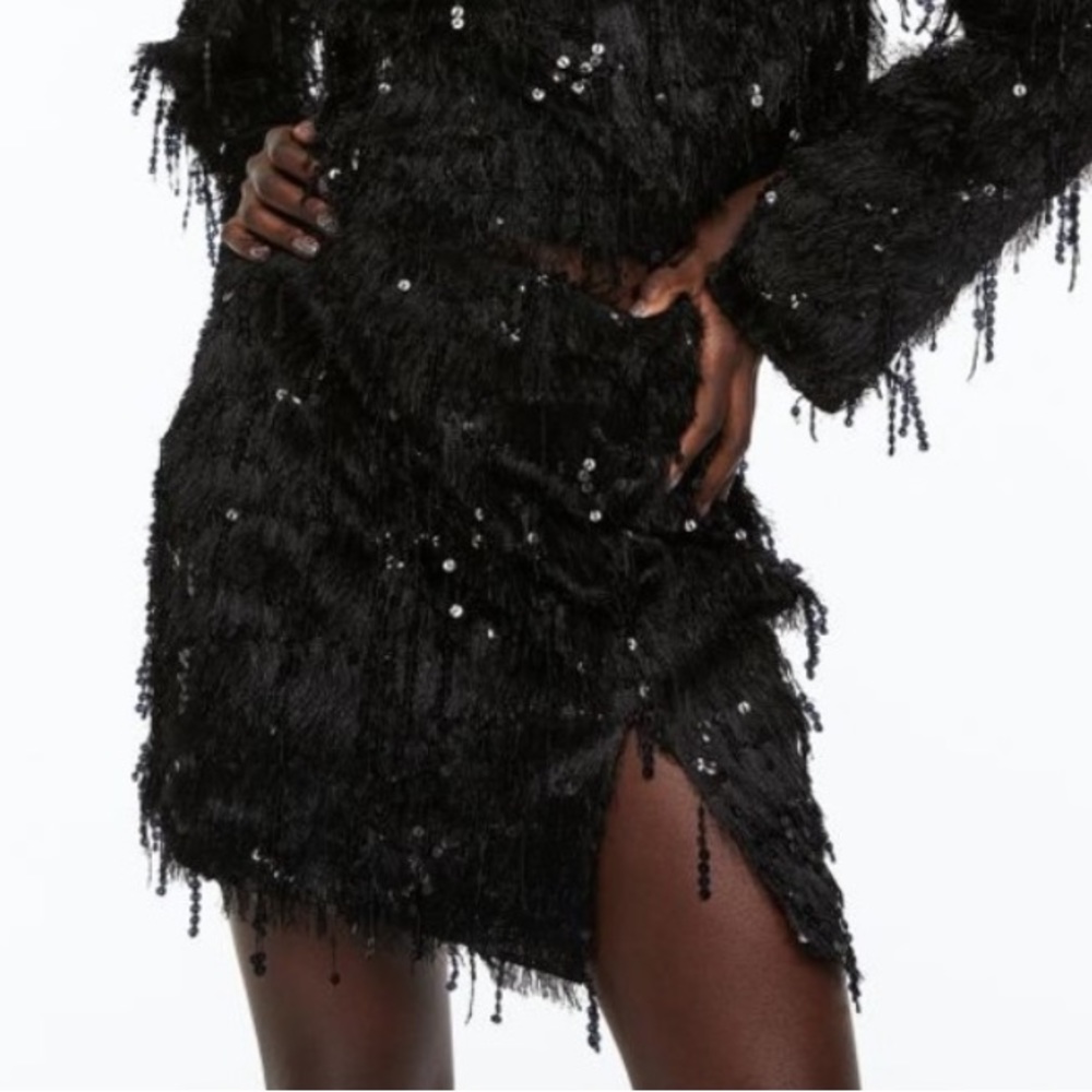 H&M Black Sequin Sparkly Skirt (XS)